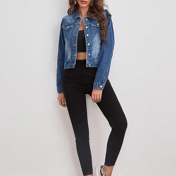 Cali Chic Women's Denim Jacket Celebrity Medium Washed Faded Blue Authentic - Picture 5 of 5